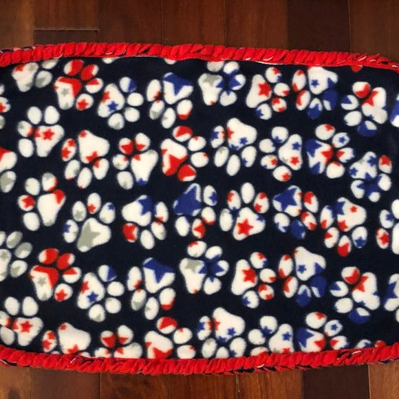 Cat small Dog Blanket Throw for shopping cart soft handmade braided edge Red Yel - Picture 4 of 4